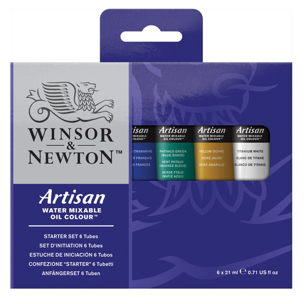 Winsor e Newton - Watermixable 6x21ml, set di avviamento a colori olio artigiani - set di avviamento