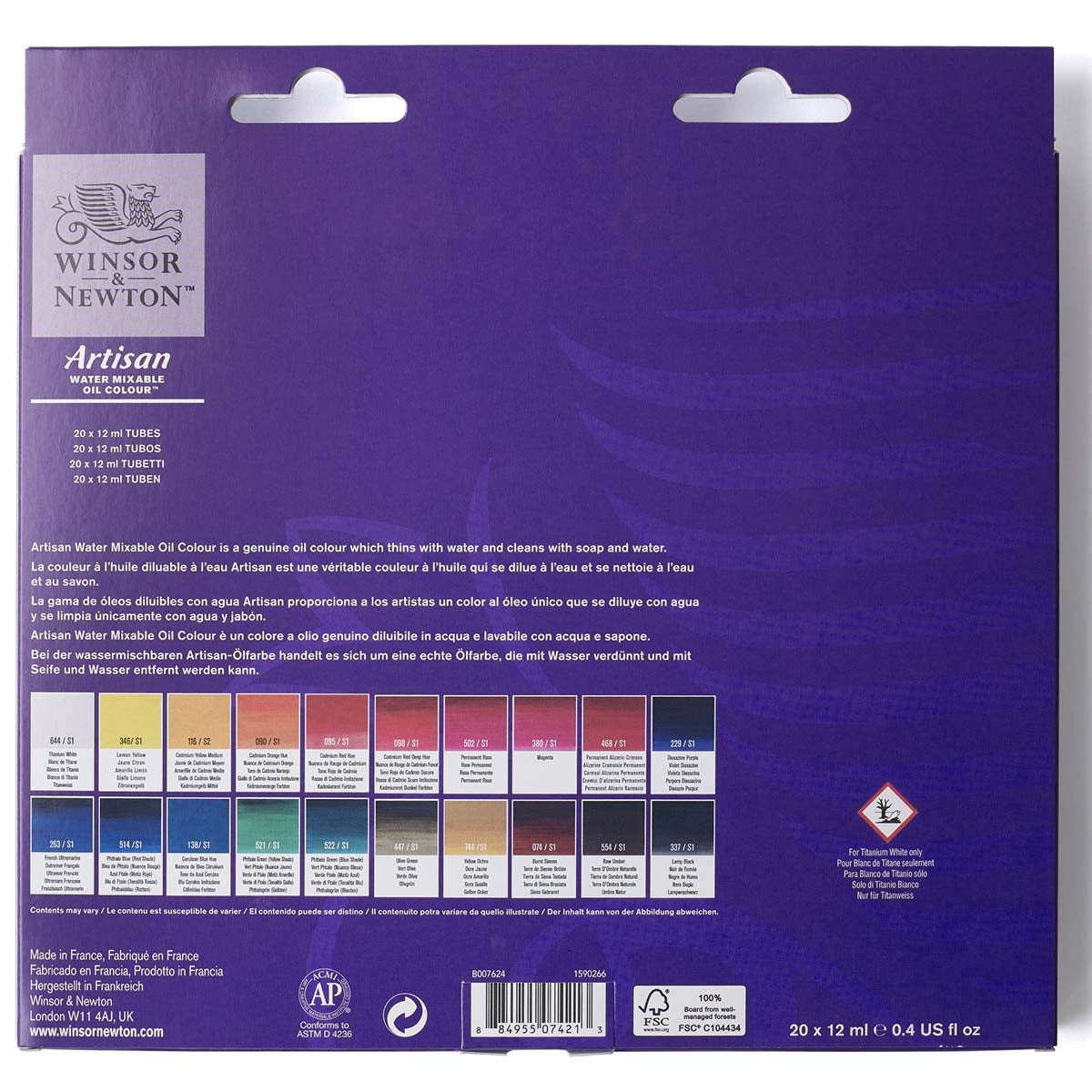 Winsor and Newton - Artisan Oil Colour Watermixable - 20 x 12ml Tube Set