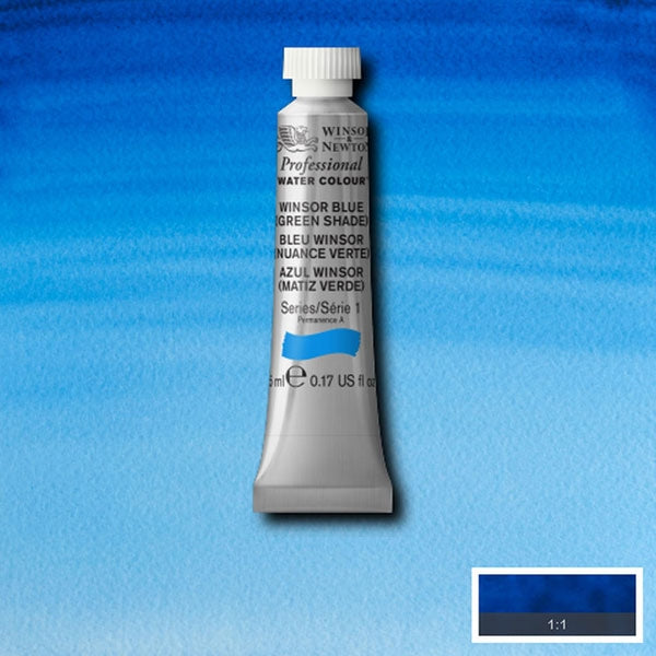 Winsor e Newton - Watercolor degli artisti professionisti - 5 ml - Winsor Blue Green Shade
