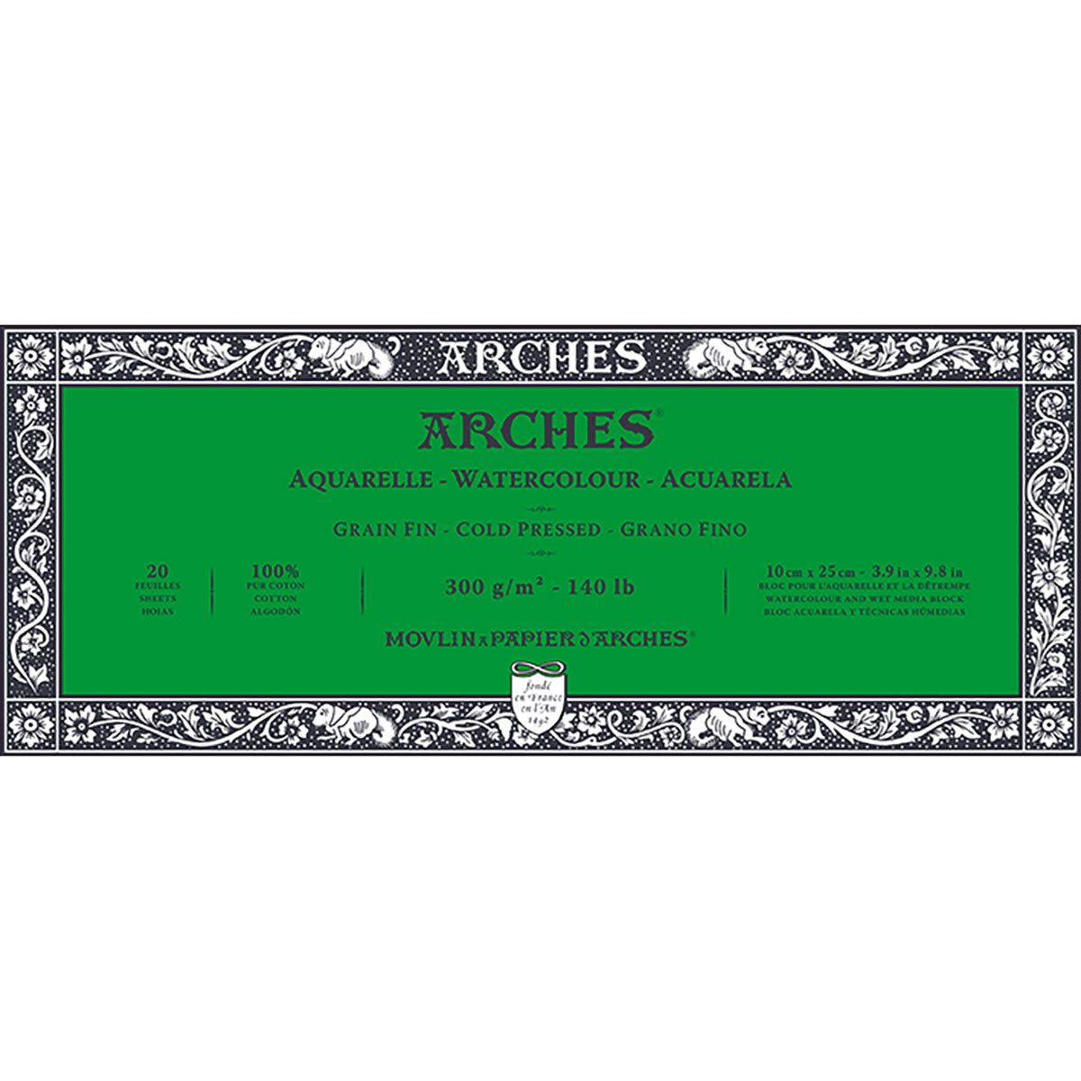 Archi - Carta per acquerello - Blocco - 4x10 pollici | 10x25cm - NOT-CP