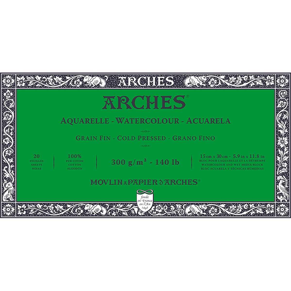 Arches-Papier aquarelle-Bloc-6x12 inch | 15x30cm - NOT-CP