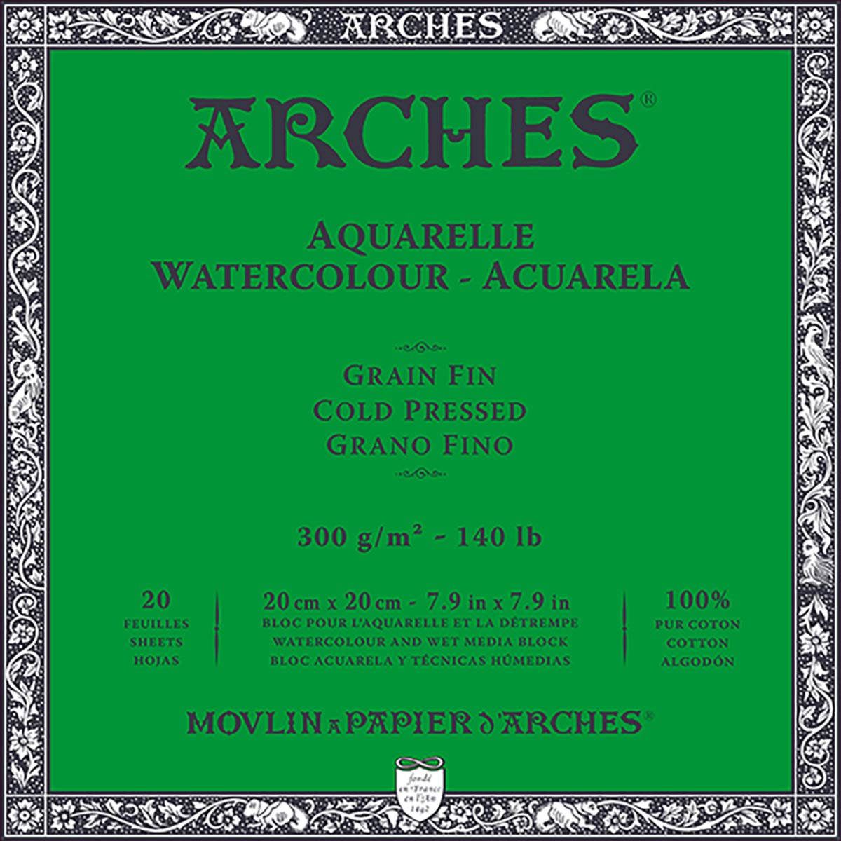Arches - Aquarellpapier - Block - 8x8 inch | 20x20cm - NOT-CP