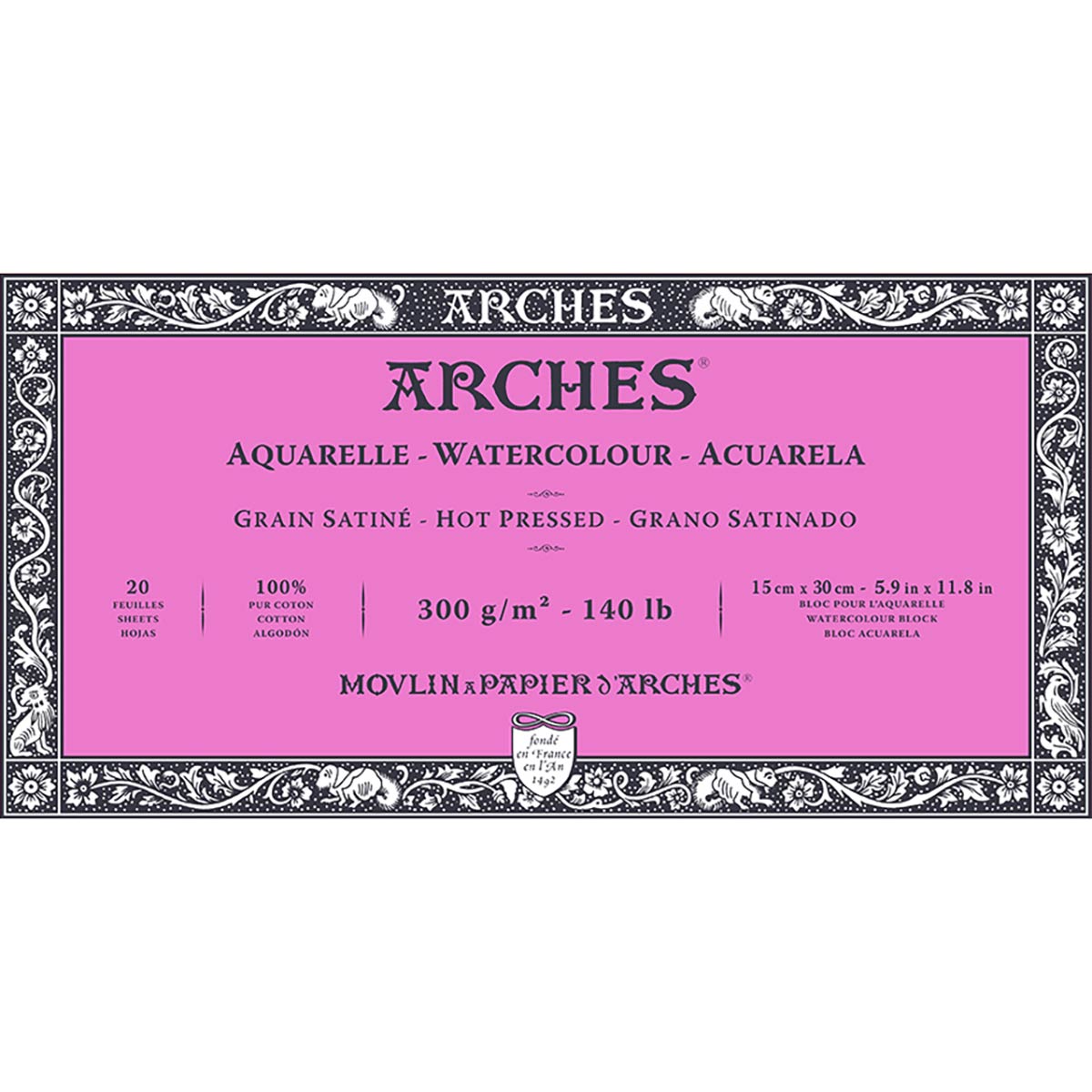 Arches - Papier aquarelle - Bloc - 6x12 pouces | 15x30cm - HP