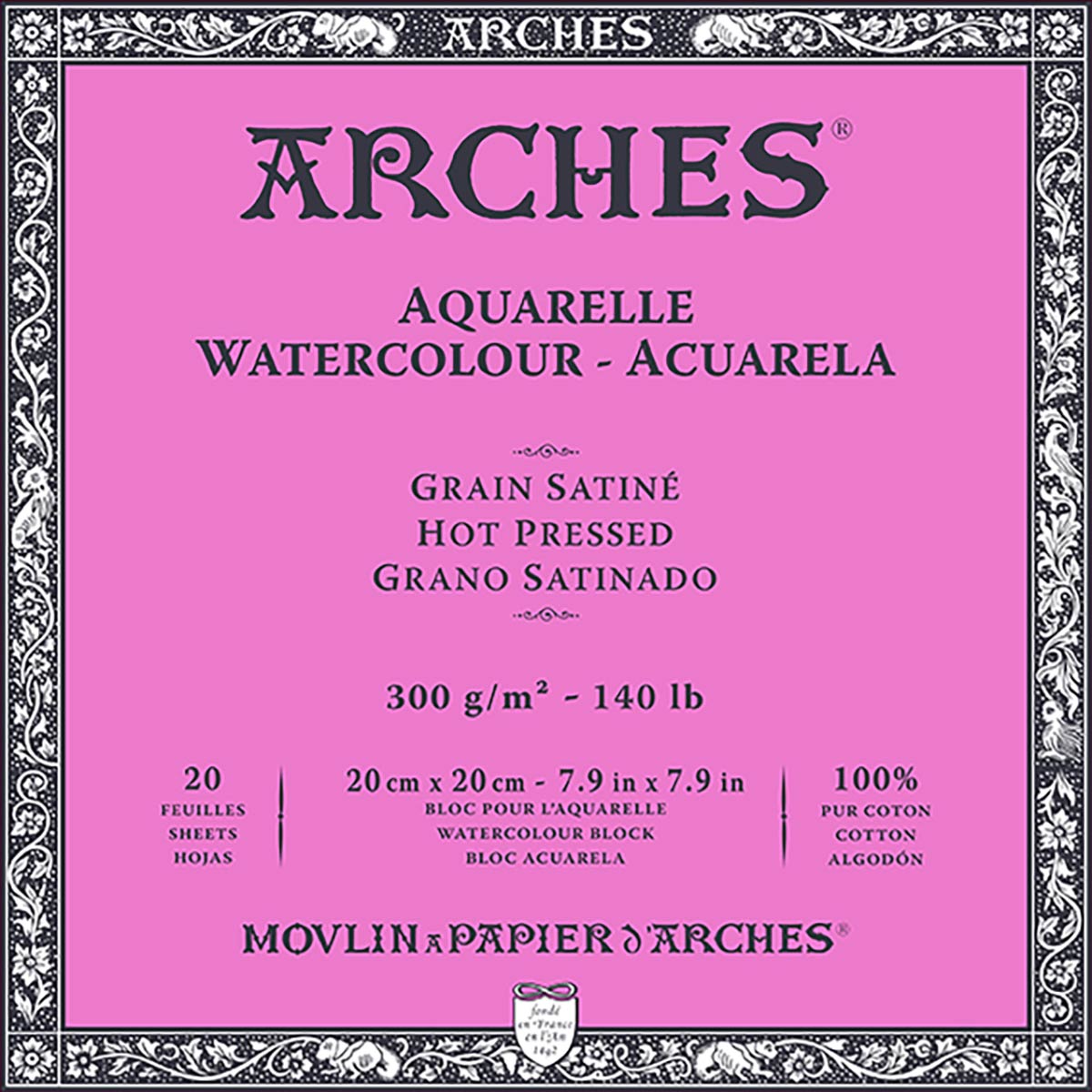 Archi - Carta per acquerello - Blocco - 8x8 pollici | 20x20cm - HP