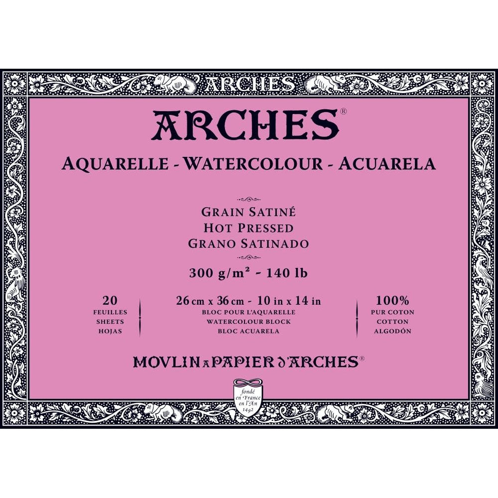 Arches - Papier à aquarelle - Bloc - 10 "x 14" - 26 x 36 cm - HP