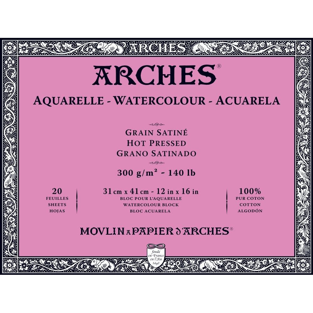 Arches - Papier à aquarelle - Bloc - 12 "x 16" - 31 x 41 cm - HP