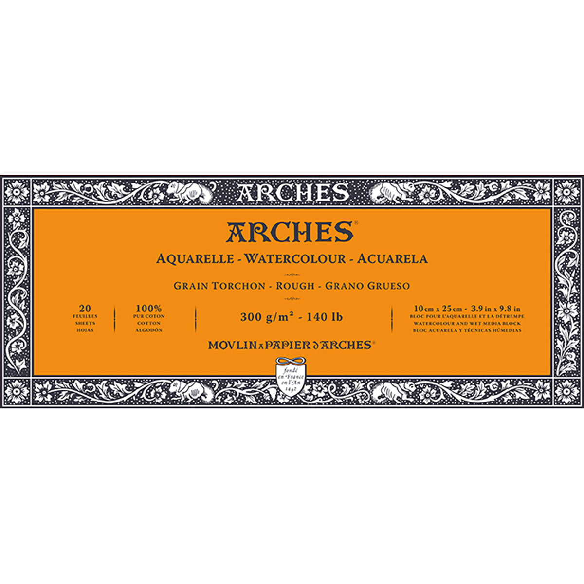 Archi-Carta ad acquerello-Blocco-4x10 pollici | 10x25cm-Ruvido