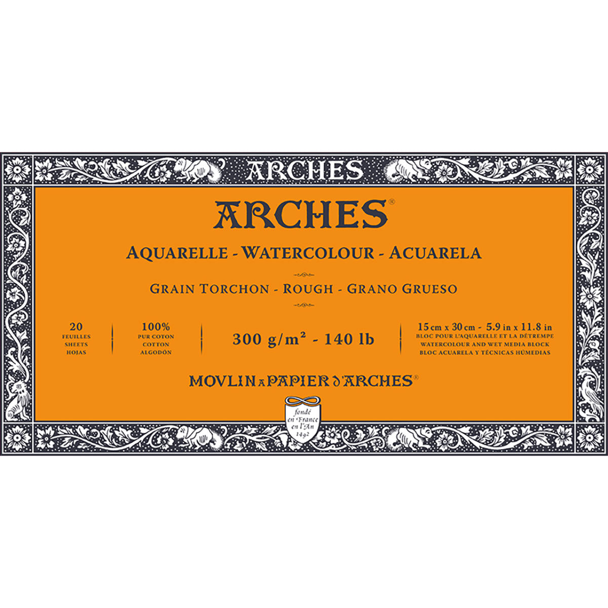 Archi - Carta per acquerello - Blocco - 6x12 pollici | 15x30cm - Grezzo