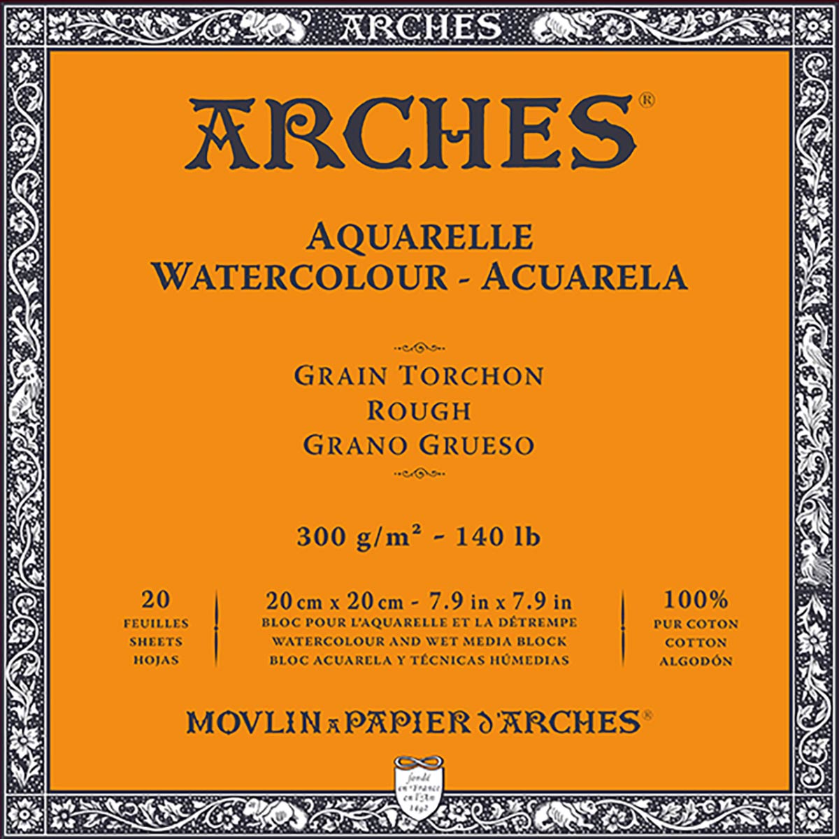 Archi-Carta ad acquerello-Blocco-8x8 pollici | 20x20cm-Ruvido