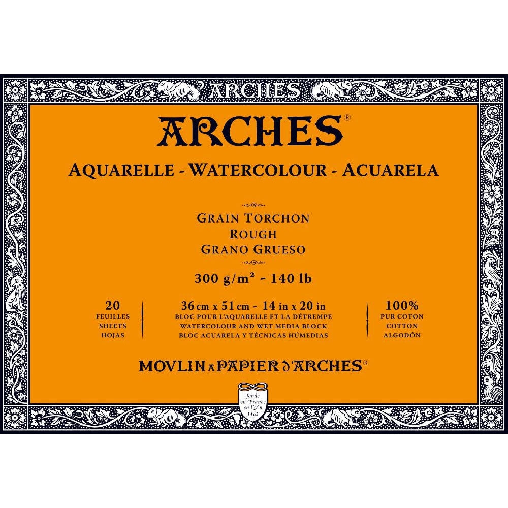 Arches - Papier à aquarelle - Bloc - 14 "x 20" - 36 x 51 cm - rugueux