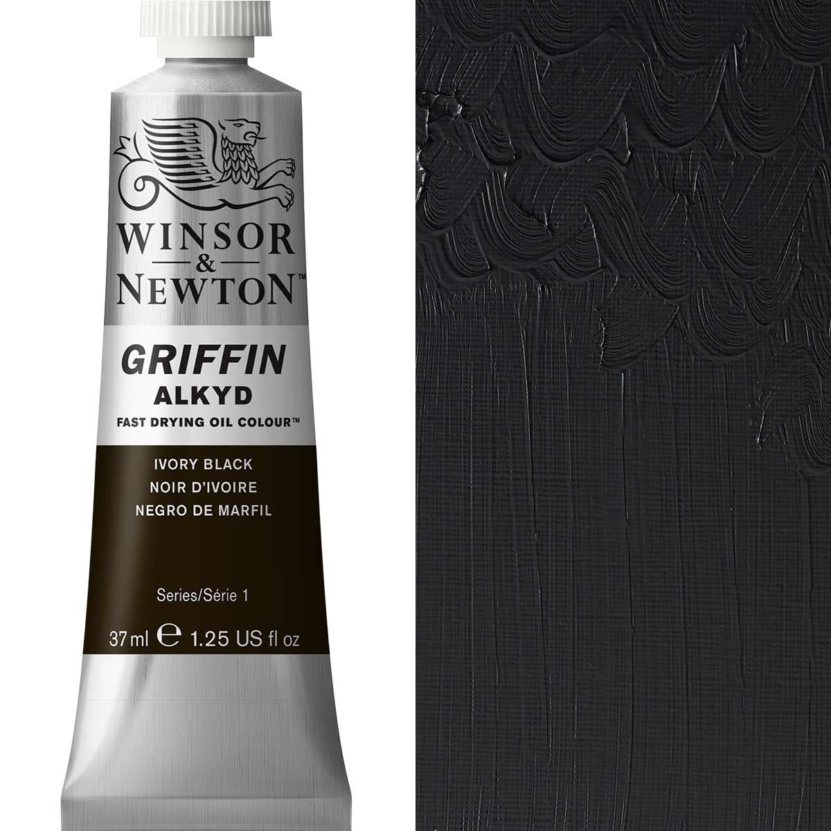 Winsor und Newton - Griffin Alkyd Ölfarbe - 37 ml - Elfenbeinschwarz