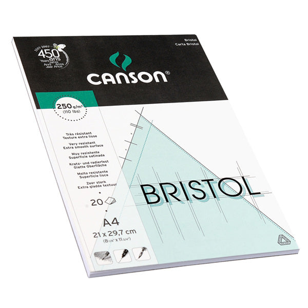 CANSON - Bristol Drawing Pad - A4 250GSM - 20 feuilles