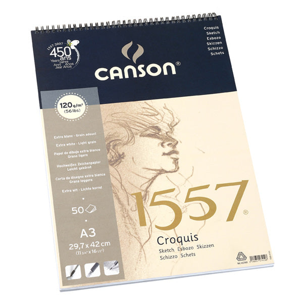 CANSON - 1557 PAD SPIRAL - A3 120GSM - 50 feuilles