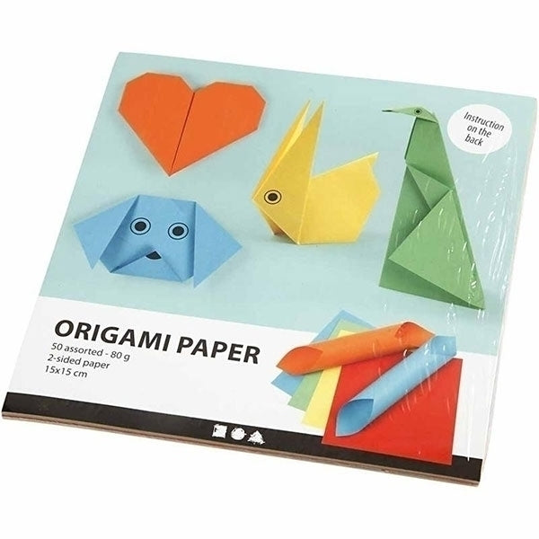Créer Craft - Papami en origami 15 cm Couleurs lisses 50 Feuilles assorties