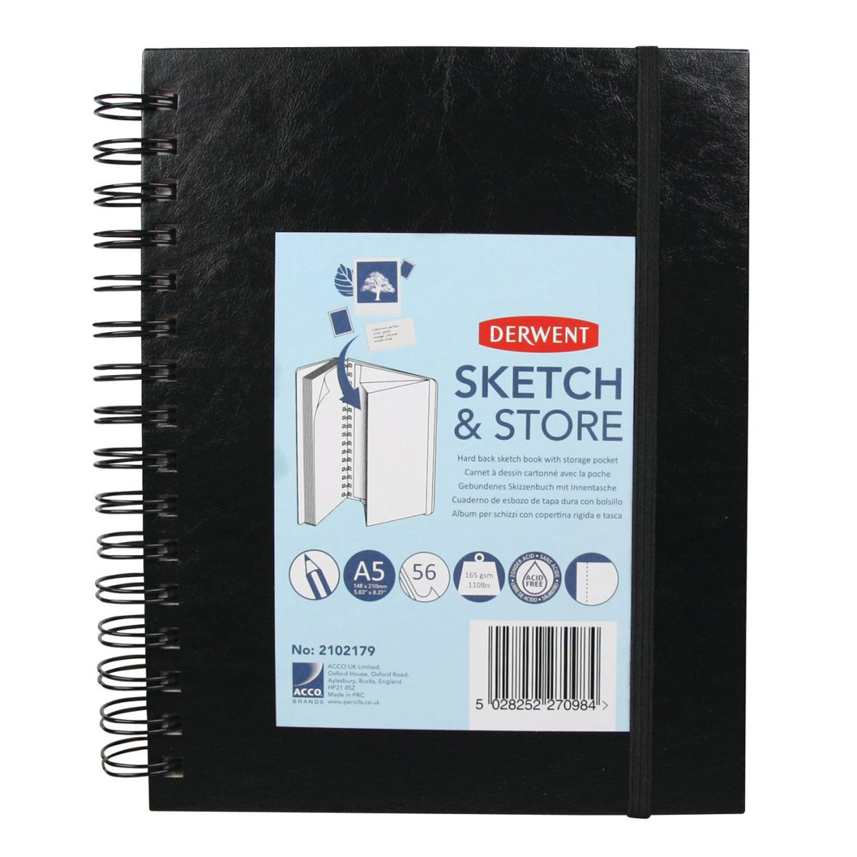 Derwent - Sketch & Store Hardback Spiral Pad - A5 Protrait