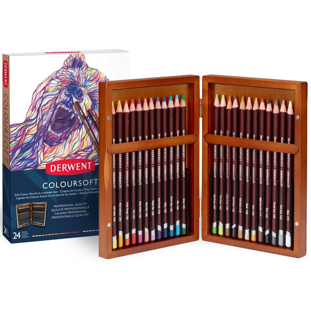 Derwent - 24 x Coloursoft Pencil - houten doos