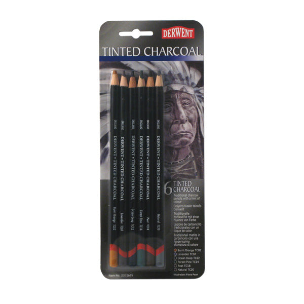 Derwent - blister 6 pack - crayon de charbon de bois teinté