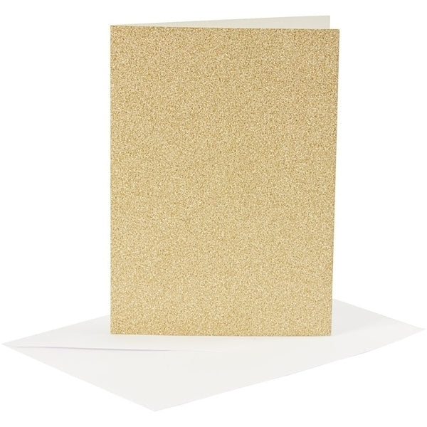 Create Craft - Cards & Envelopes - 10.5x15cm 4pack gold glitter