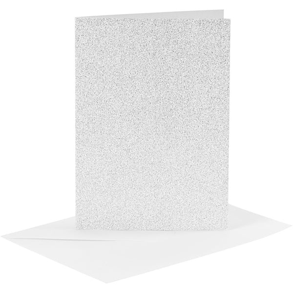 Create Craft - Cards & Envelopes - 10.5x15cm 4pack silver glitter