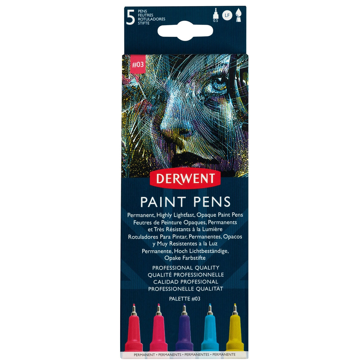 Derwent - Penne di vernice - 5x Colori assortiti - Tavolozza n. 3