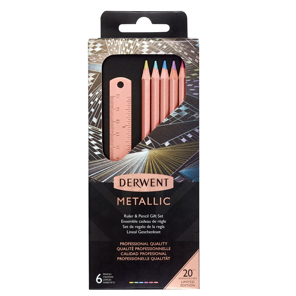 Derwent - Règle de cuivre en édition limitée et ensemble de crayons métalliques