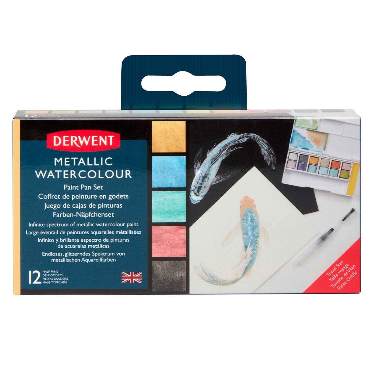 Derwent - Metallic Watercolor Paint 12 Pan Palette Studio Set