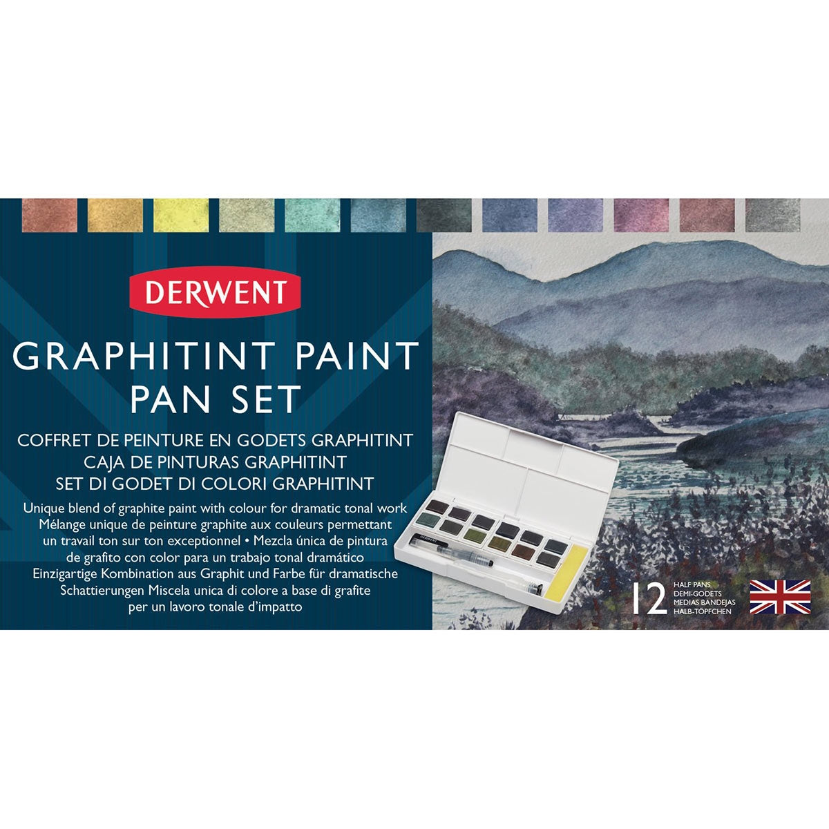 Derwent - Set di studio di palette Pan Graphitint 12x