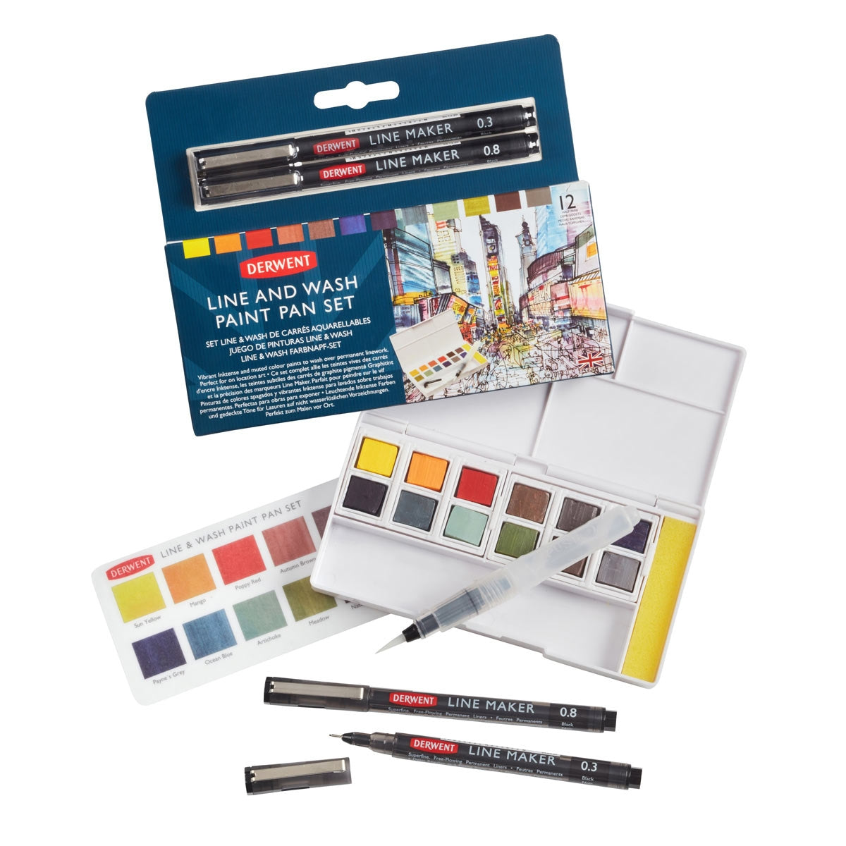 Derwent - Watercolour Line & Wash Paint Pan Set