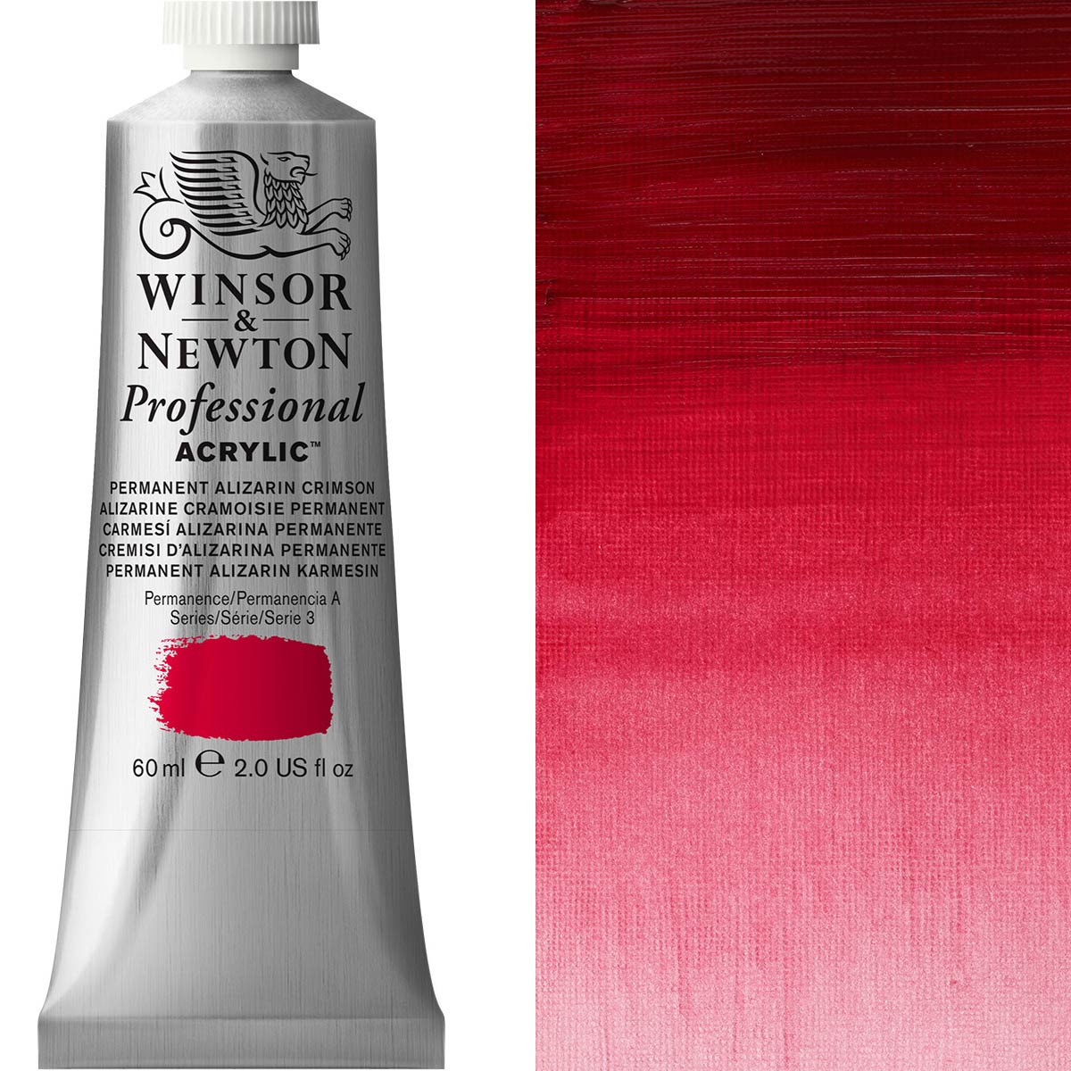 Winsor and Newton - Professional Artists' Acrylic Colour - 60ml - Permanent Alizarin Crimson