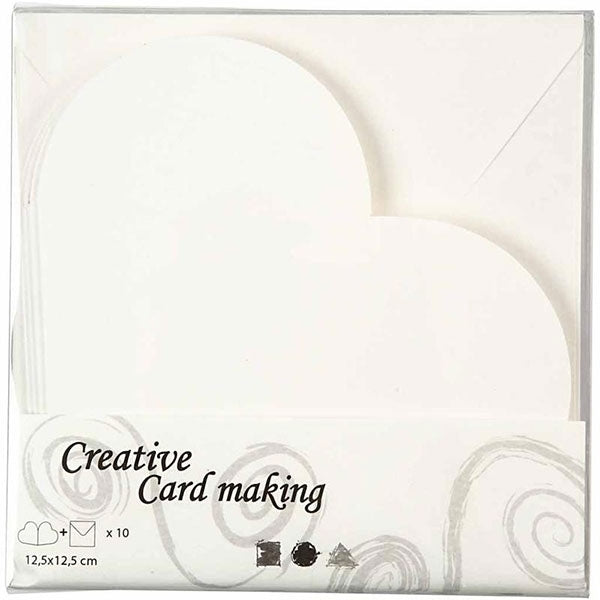 Créer Craft - Cartes et enveloppes cartes en forme de cœur Off-White 10pack