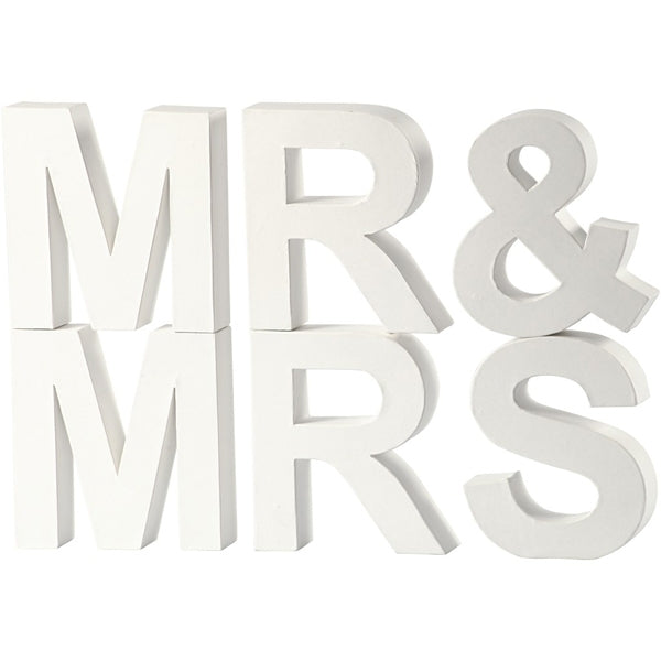 Crea artigianato - lettere di carta MR & MRS 17.5x4.5cm 1 set bianco
