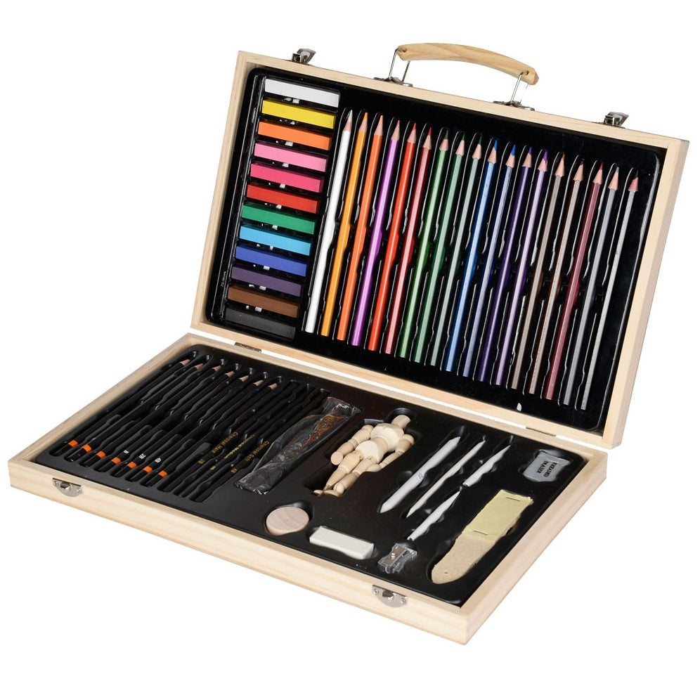 Éléments - Box coffre en bois d'art crayon à crayons 54