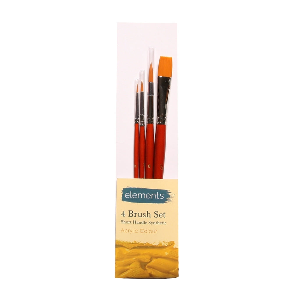 Elements - Set of 4 Short Handle Acrylic Brushes
