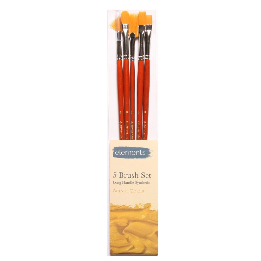 Elements - Set of 5 Long Handle Acrylic Brushes