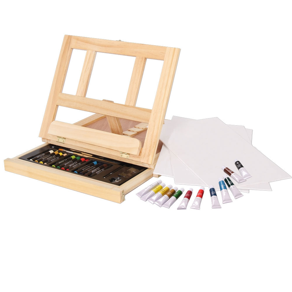 Elements Mixed Media Easel Set With Acrylic Paints and Oil Pastels