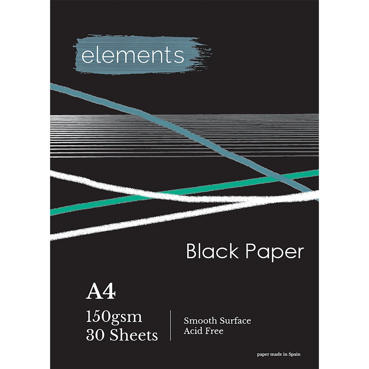 Elements  - Black Paper Pad Gummed A4