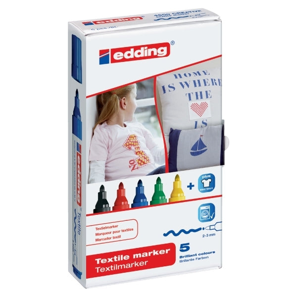 edding - 4500 CR Wallet of 5 Fabric & Textile Markers