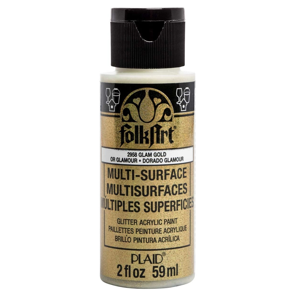 Folkart - Multi -Surface Acryl Paint - 2oz - Gltr Glam Gold