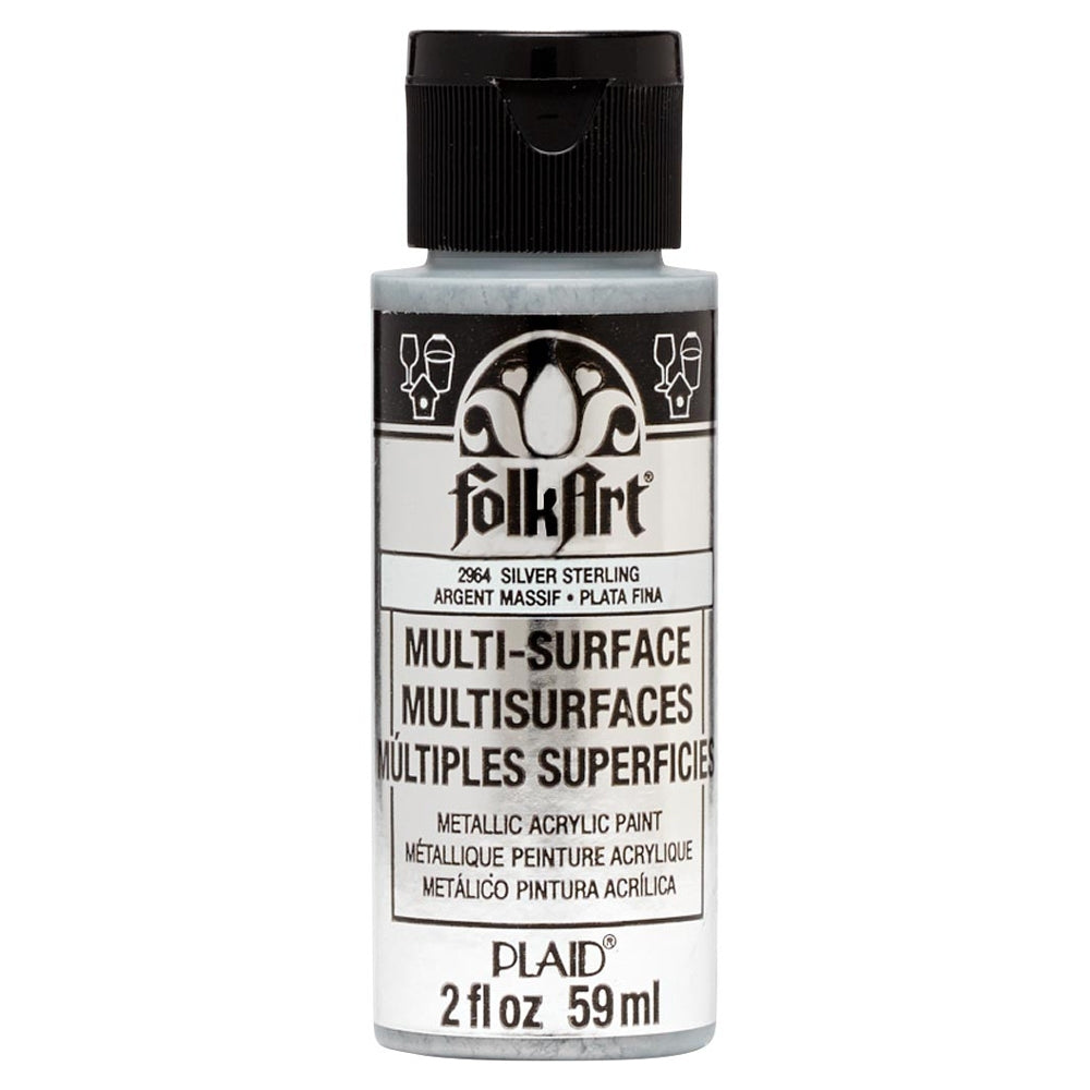 Folkart - Multi -Surface Acryl Paint - 2oz - Met Sterling Silver