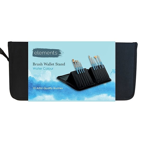 Elementi - portafoglio set di pennelli ad acquerello 10x con supporto