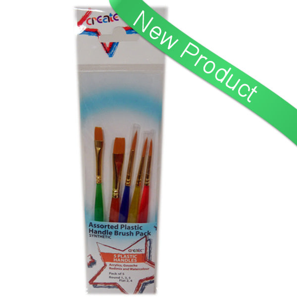 Crea - 5 set di pennelli per manico in plastica