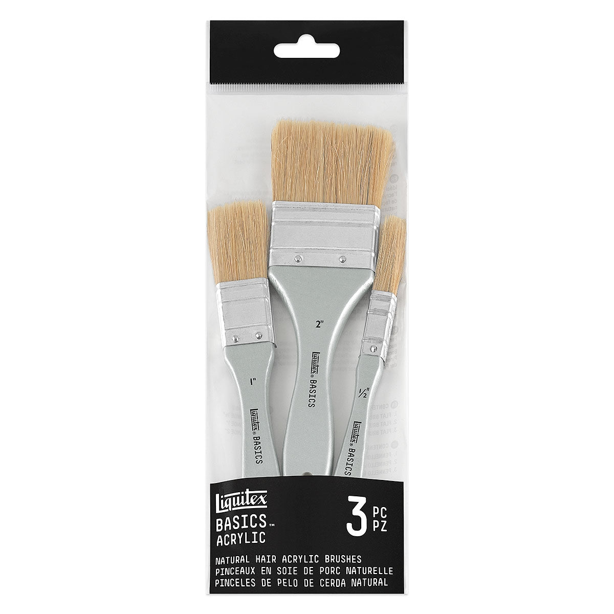 Liquitex Basics Flat Wash Brush Set - 3x Natural Bristle