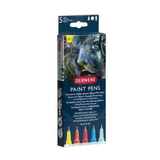 Derwent - Paint Pens - 5x Assorted Colours -  Palette No.1