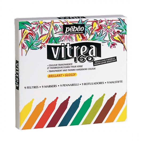 Pebeo - Vitrea 160 Case 9x marqueurs de verre transparent brillant