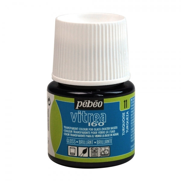 Pebeo - Vitrea 160 - Glas- en tegelverf - Gloss - Turquoise - 45 ml