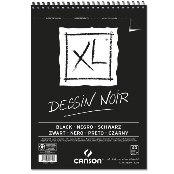 Canson - XL Black Spiral Pad - A3 150gsm - 40 sheets