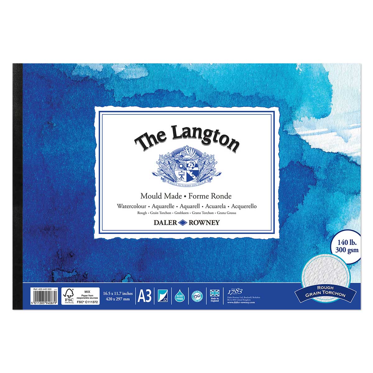 Daler Rowney-Tampon aquarelle-The Langton Rough 300gsm A3