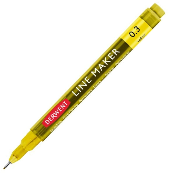 Derwent - lijnmaker pennen - geel - fijne penpunt 0,3 mm