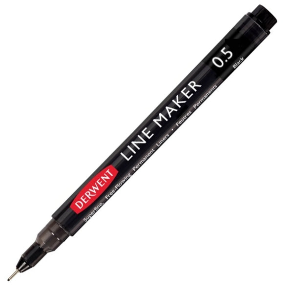 Derwent - stylos de fabricant de ligne - noir - plume fine 0,5 mm