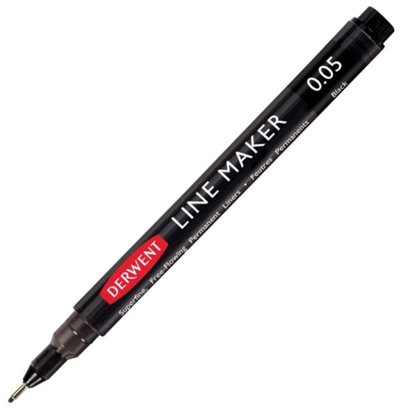 Derwent - stylos de fabricant de lignes - Noir - 6x Nib de taille assorti